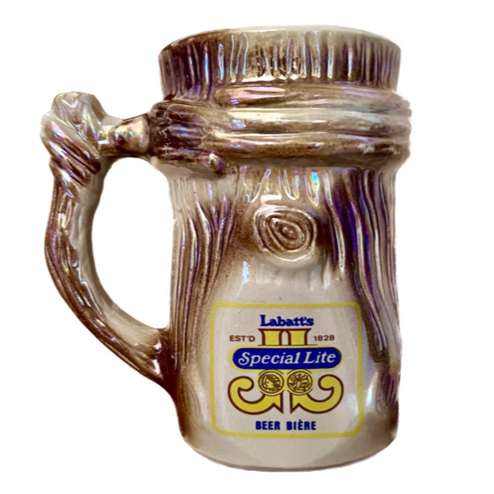 Labatt's Special Lite Beer Mug Tree Stump Lustre Finish - Like New